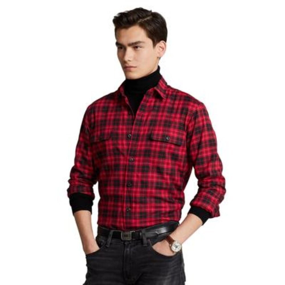 NWT Polo Ralph Lauren Men's Classic Red Black Plaid Twill Shirt Workshirt Small